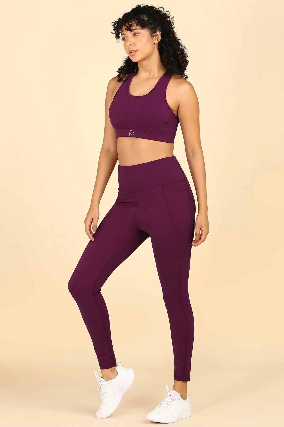 High Waisted Gentle Compression Wine Postpartum Leggings