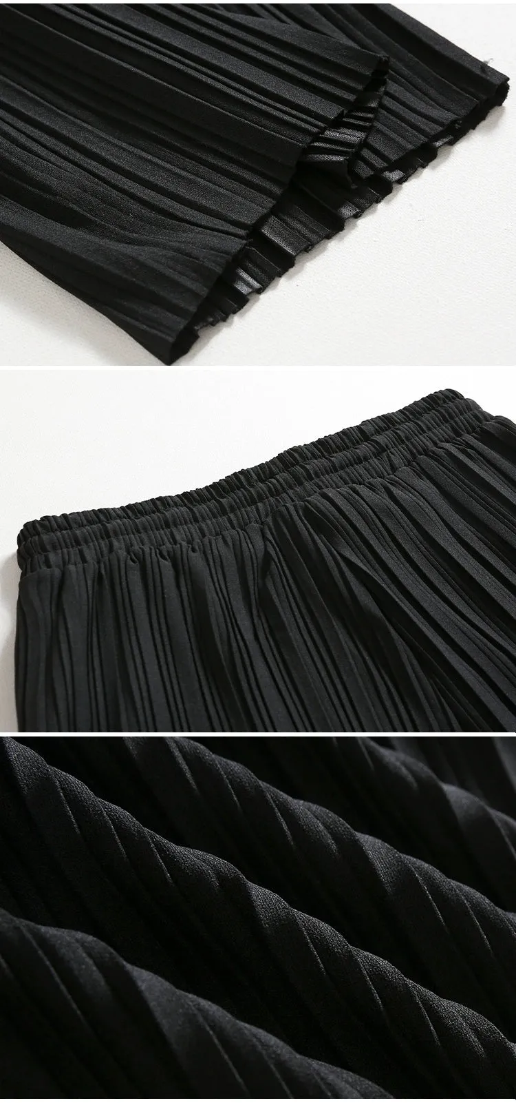 Ice Silk Casual Pleated Wide-Leg Pants With Draped Floor-Length Design