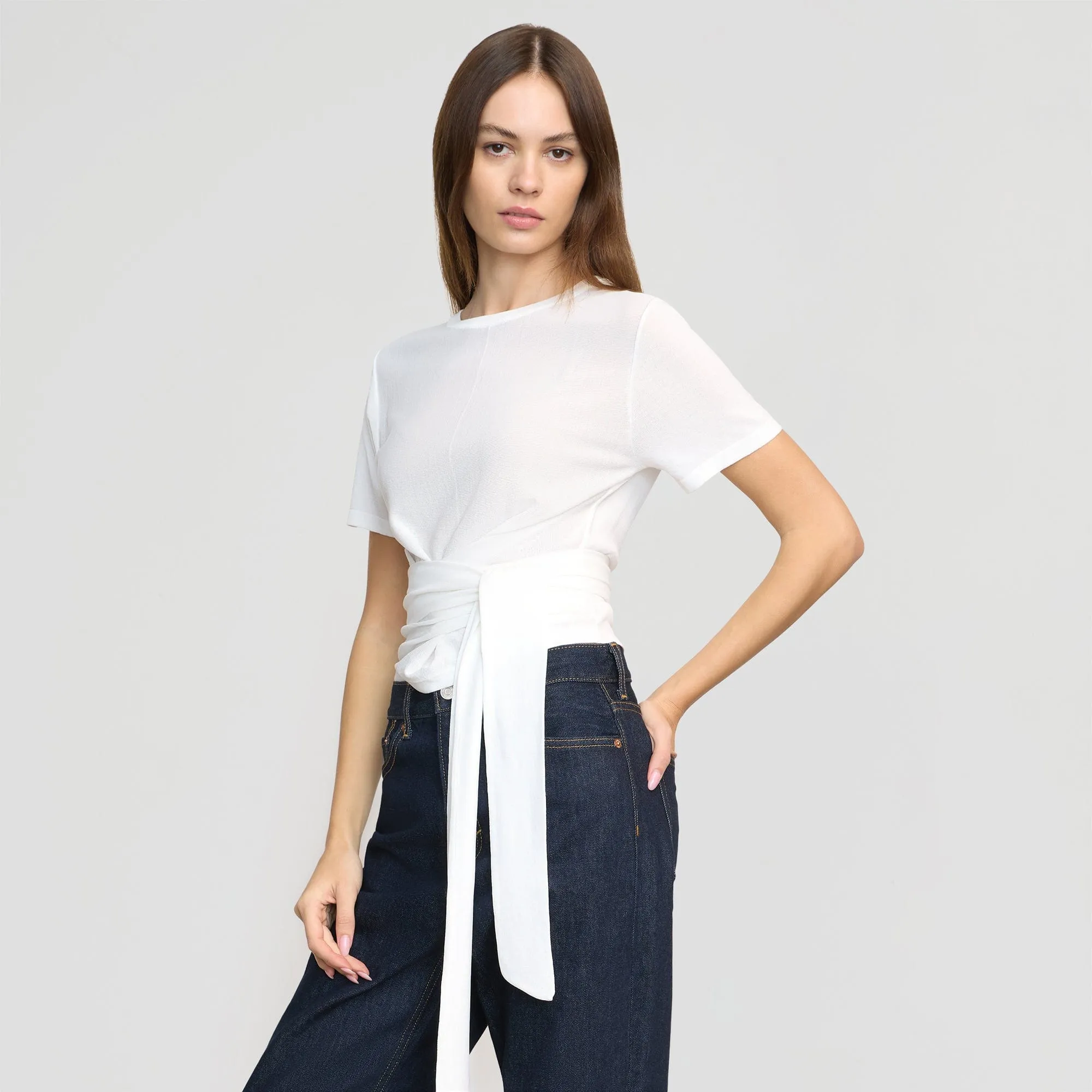 Jude Cropped Tie-Front Top