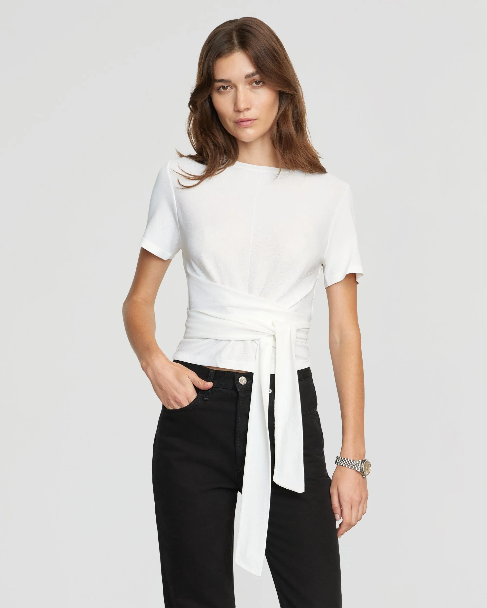 Jude Cropped Tie-Front Top