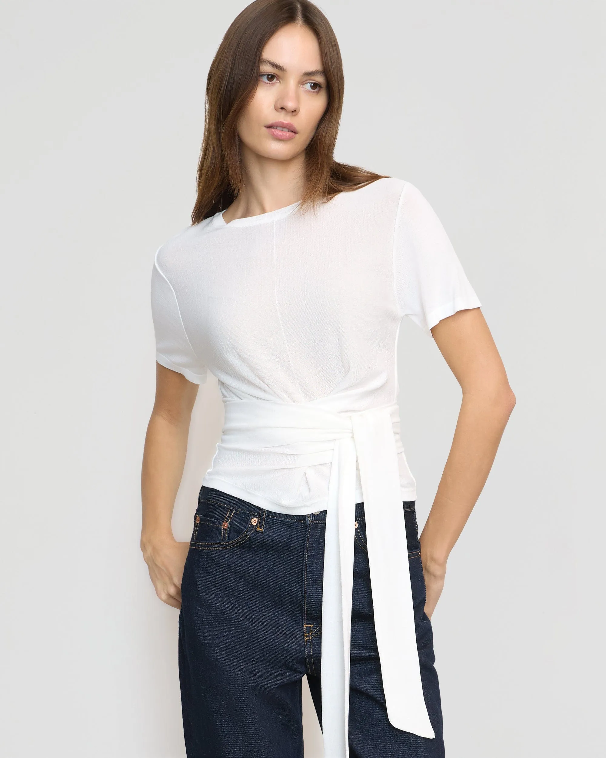 Jude Cropped Tie-Front Top