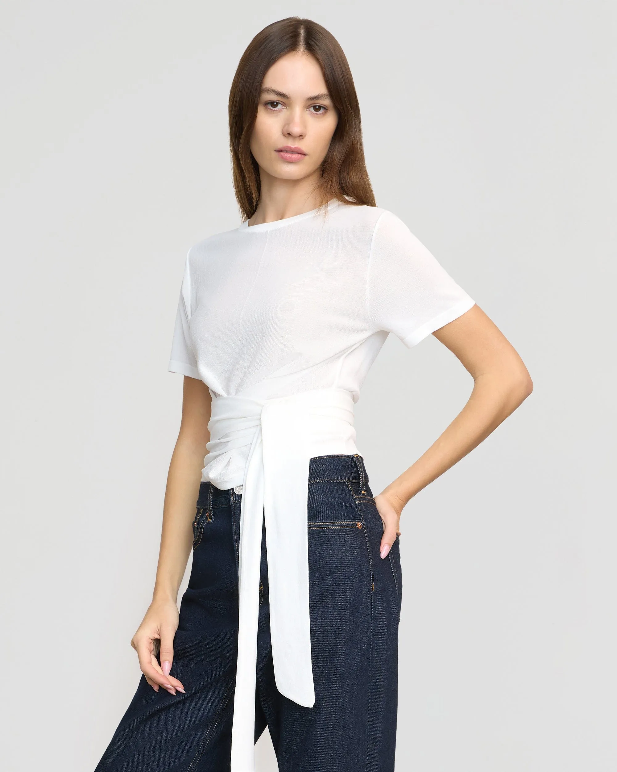 Jude Cropped Tie-Front Top