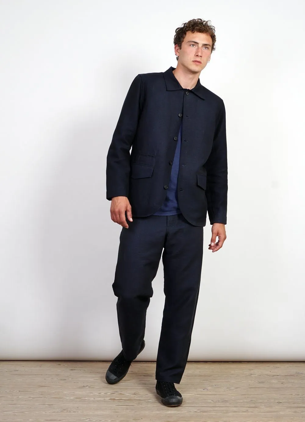 KEN | Wide Cut Trousers| 3-Tone Blue