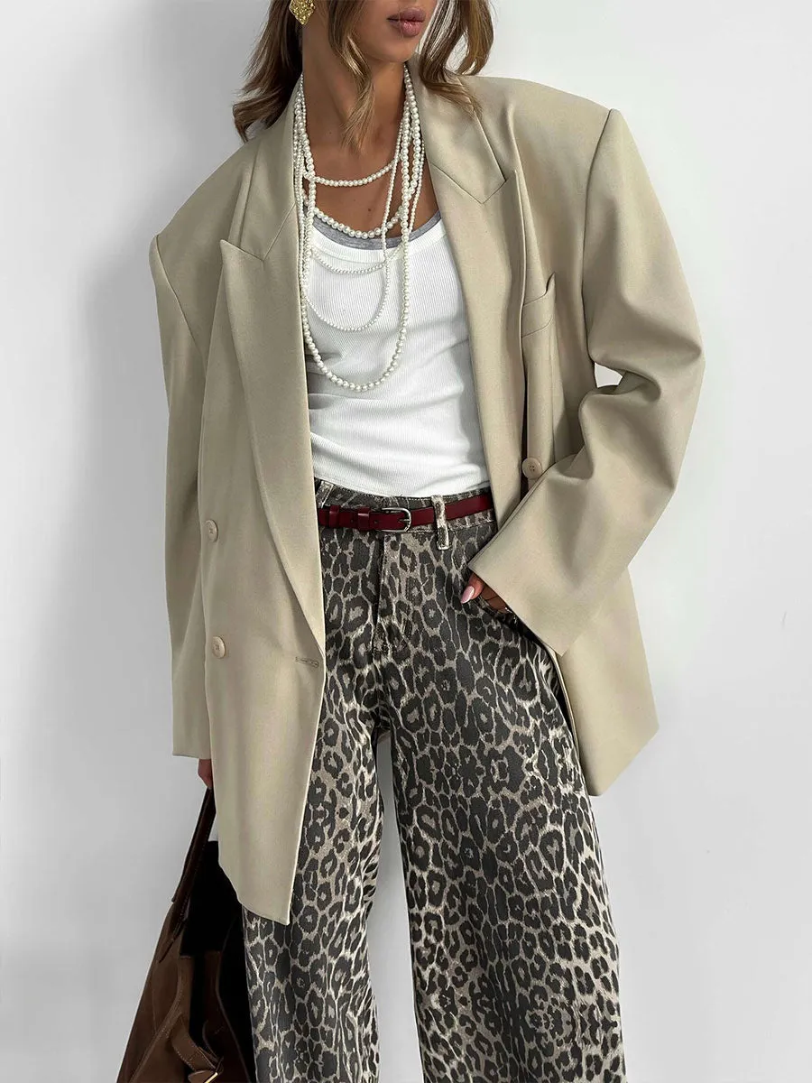 Leopard Design Loose Wide-leg Trousers