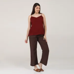 Linen Wide Leg Pants for Women | Coffee Brown | Casual Pants