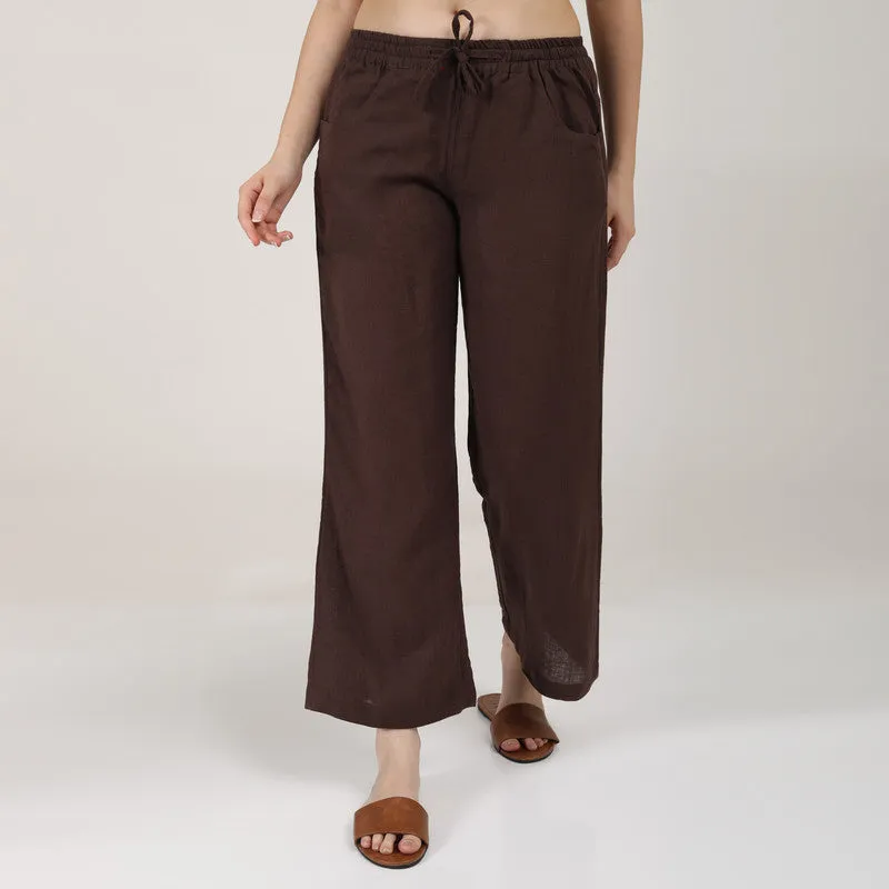 Linen Wide Leg Pants for Women | Coffee Brown | Casual Pants