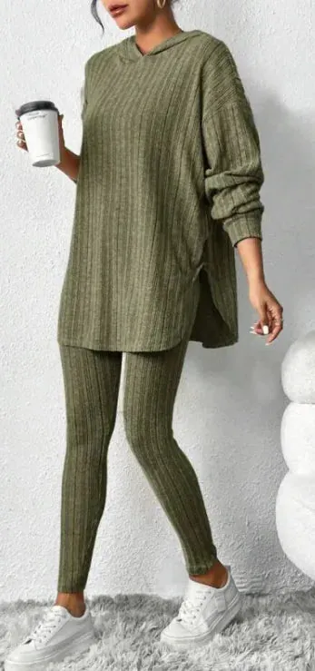 Long sleeve hoodie two-piece lounge set