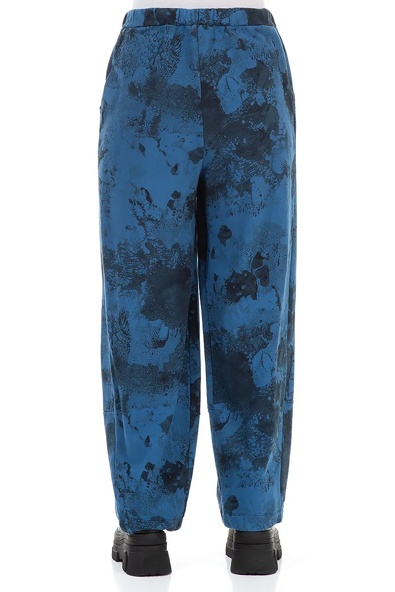 Loose Azure Marble Cotton Trousers