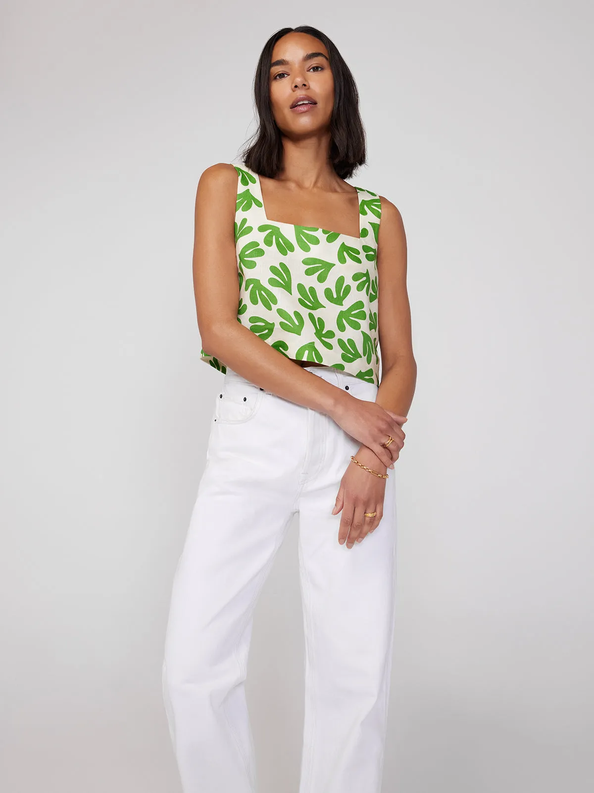 Maeve Leaf Print Top