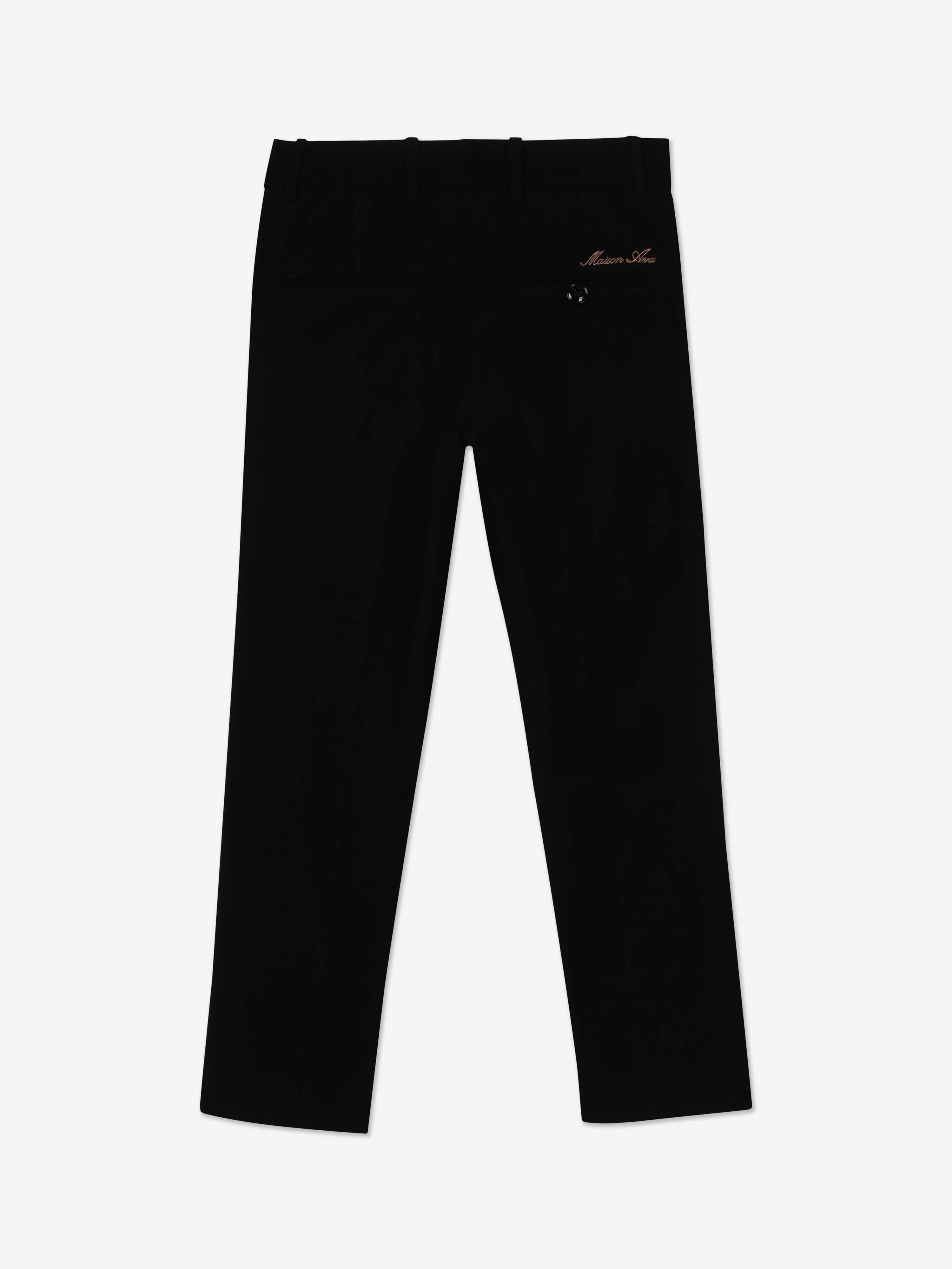 Maison Ava Boys Wool Blend Tristan Trousers in Black