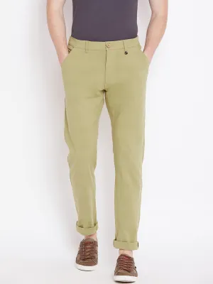 Men Beige Solid Casual Regular Fit Trousers