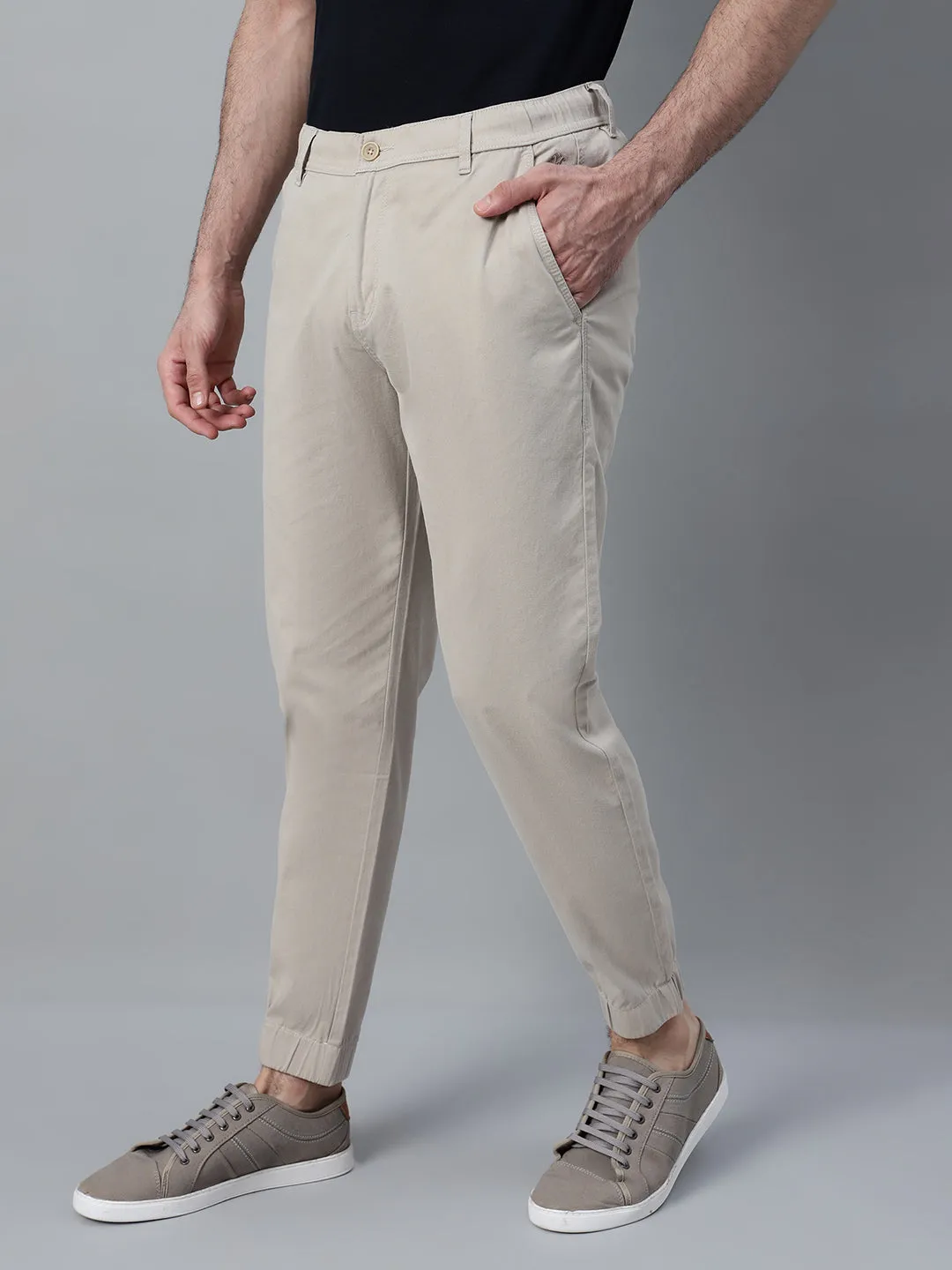 Men's Beige Solid Casual Jogger