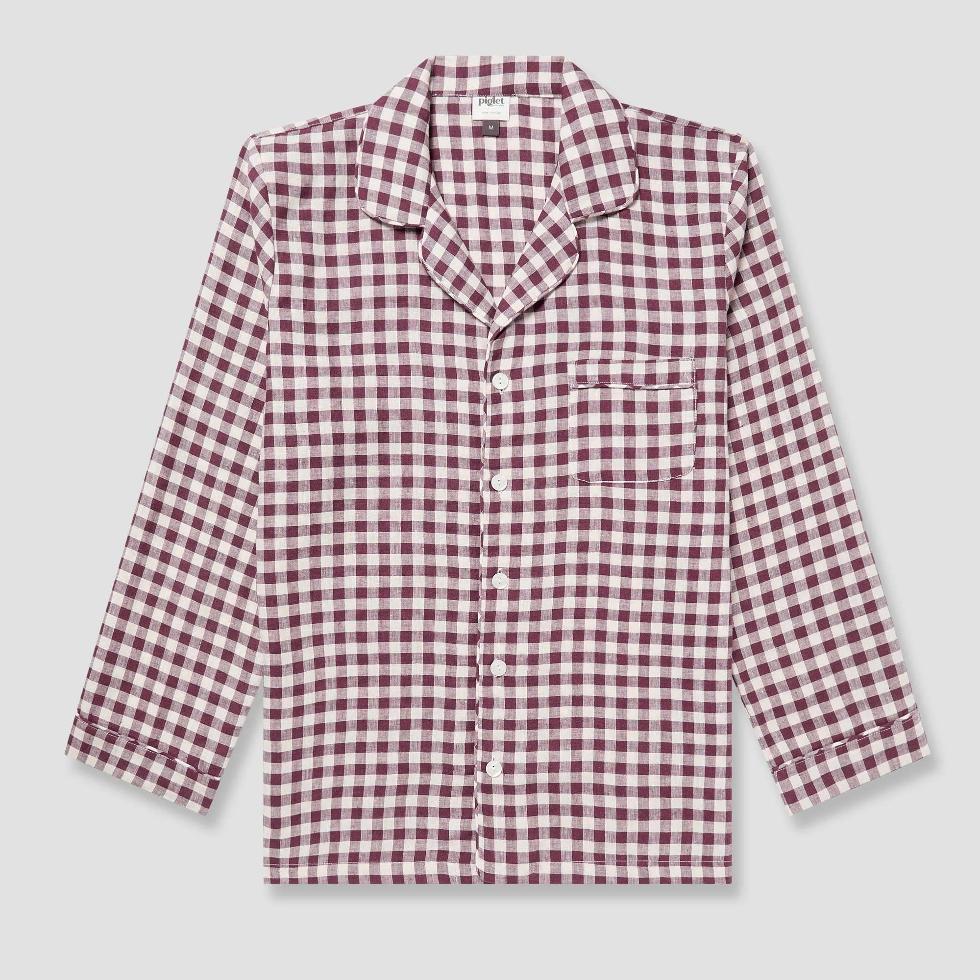 Men's Berry Gingham Pyjama Shirt