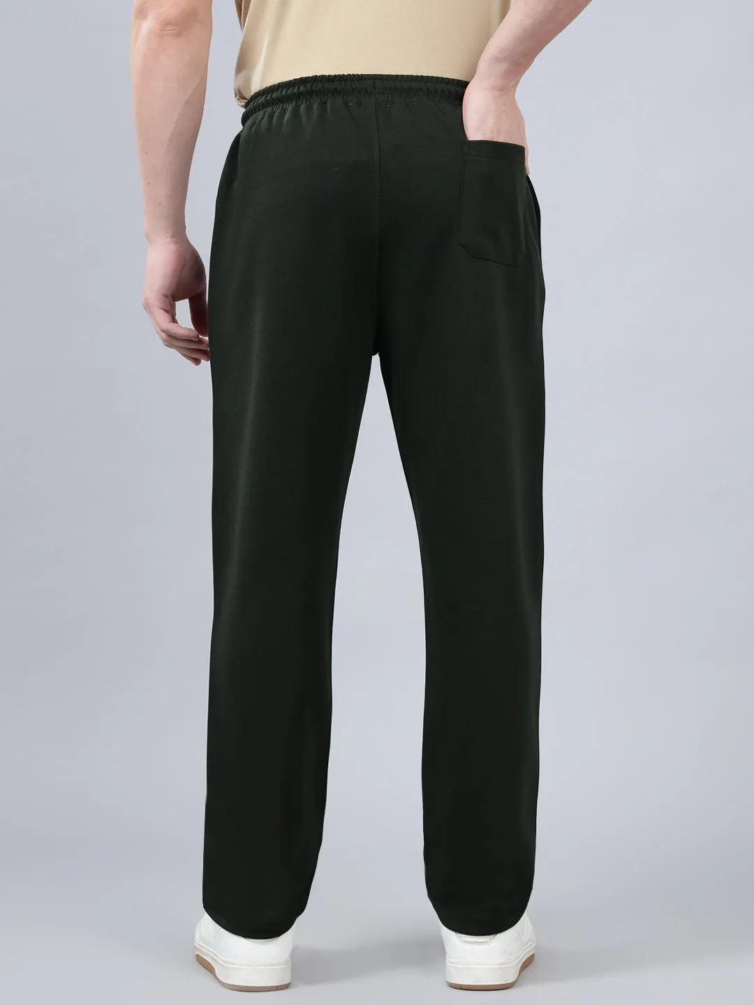 Men's Bottle Green Solid Winter Track Pant