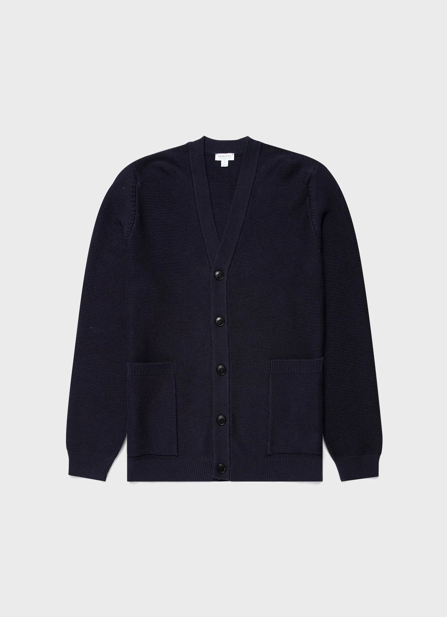 Men's Cotton Texture Cardigan in Navy