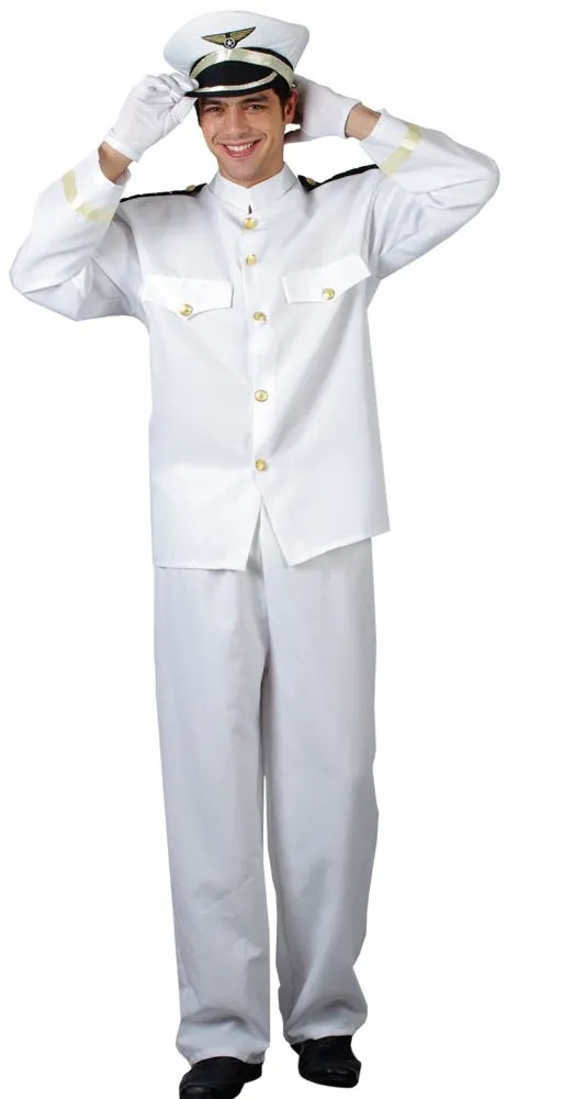 Men's Naval Officer Navy Sailor Captain Costume with Hat