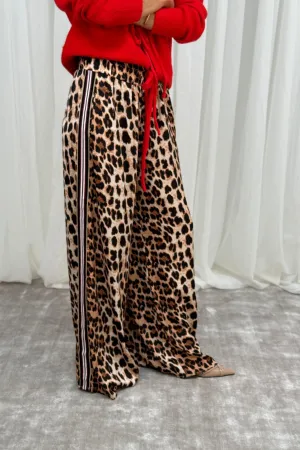 Millie Red Trim Trousers In Leopard