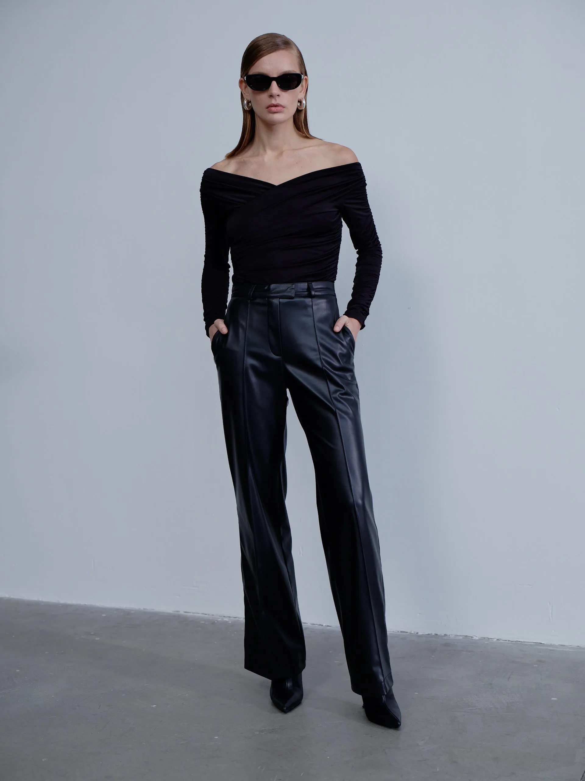 Millie Straight Cut Vegan Leather Trousers