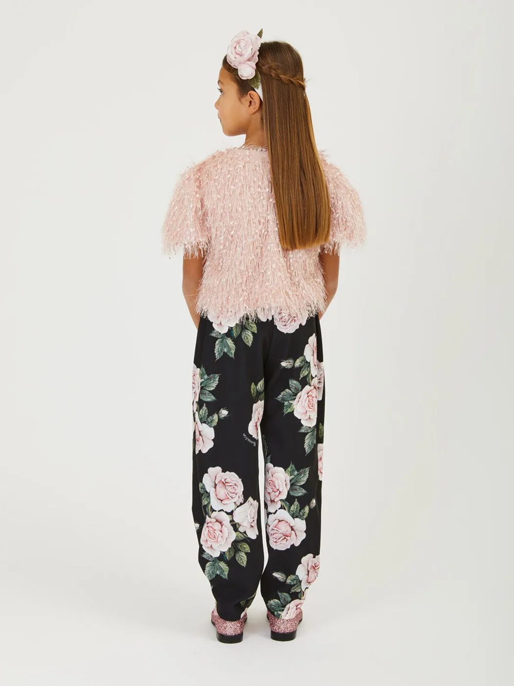 MONNALISA Rose print cady trousers