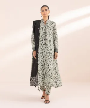 Monochrome '24-3 Piece - Embroidered Lawn Suit - 0U3Pebw24V49