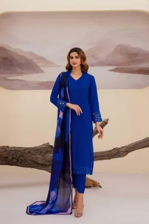 Natasha kamal -  Mabel - Cobalt Blue - Georgette - 3 Piece