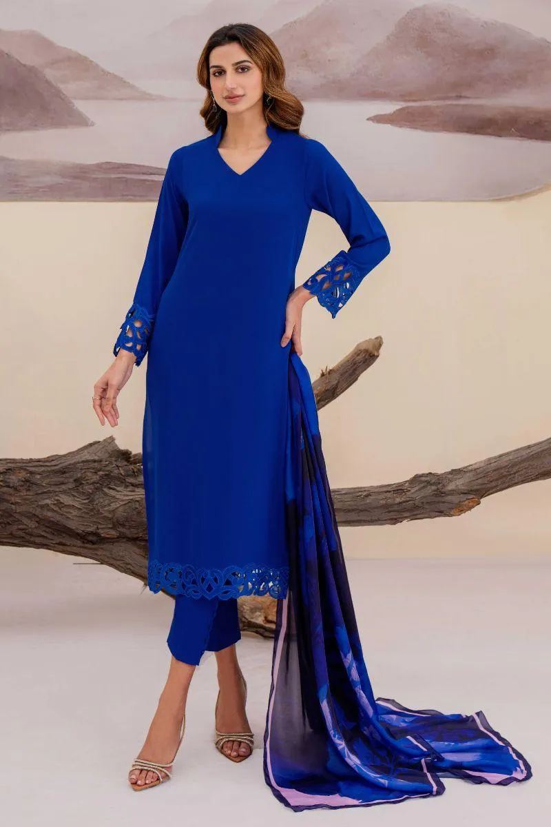 Natasha kamal -  Mabel - Cobalt Blue - Georgette - 3 Piece