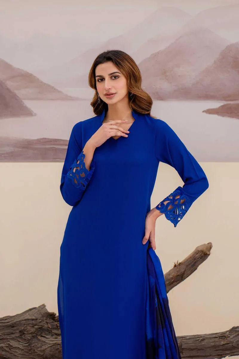 Natasha kamal -  Mabel - Cobalt Blue - Georgette - 3 Piece