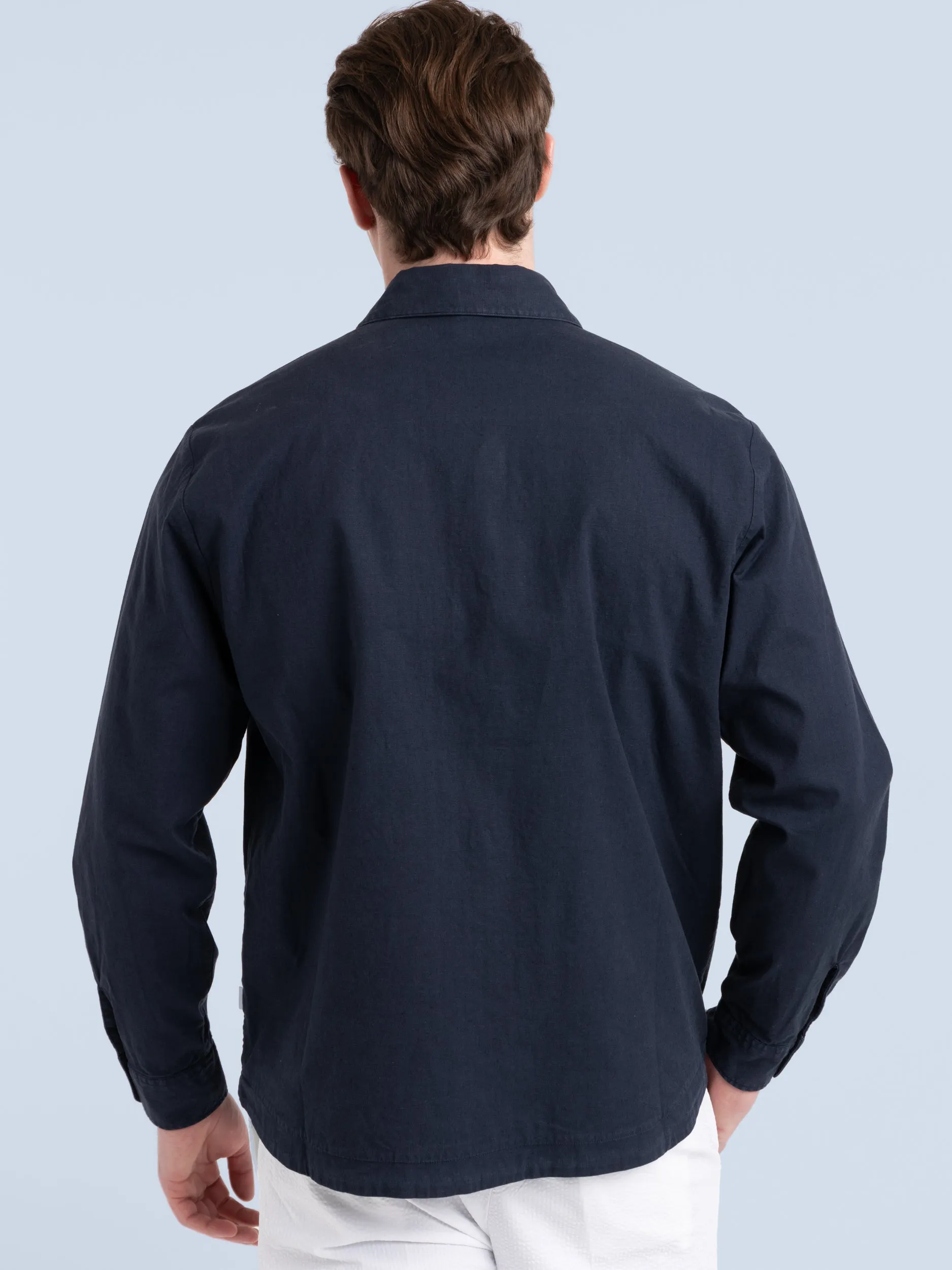 Navy Linen Travel Overshirt