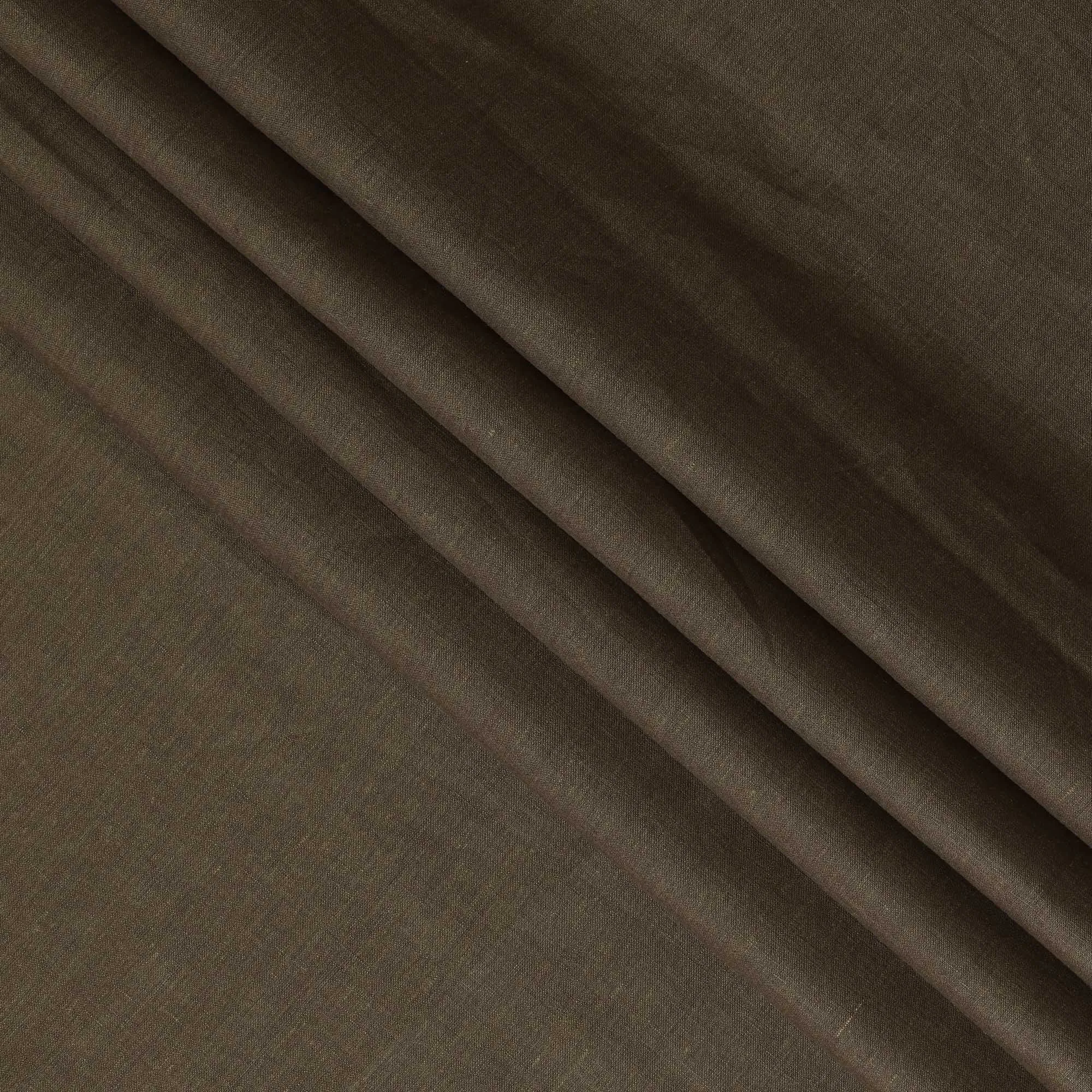 Olive Brown Pure Linen Fabric for Tailoring, 60 Lea, 150 cm Width-D20559