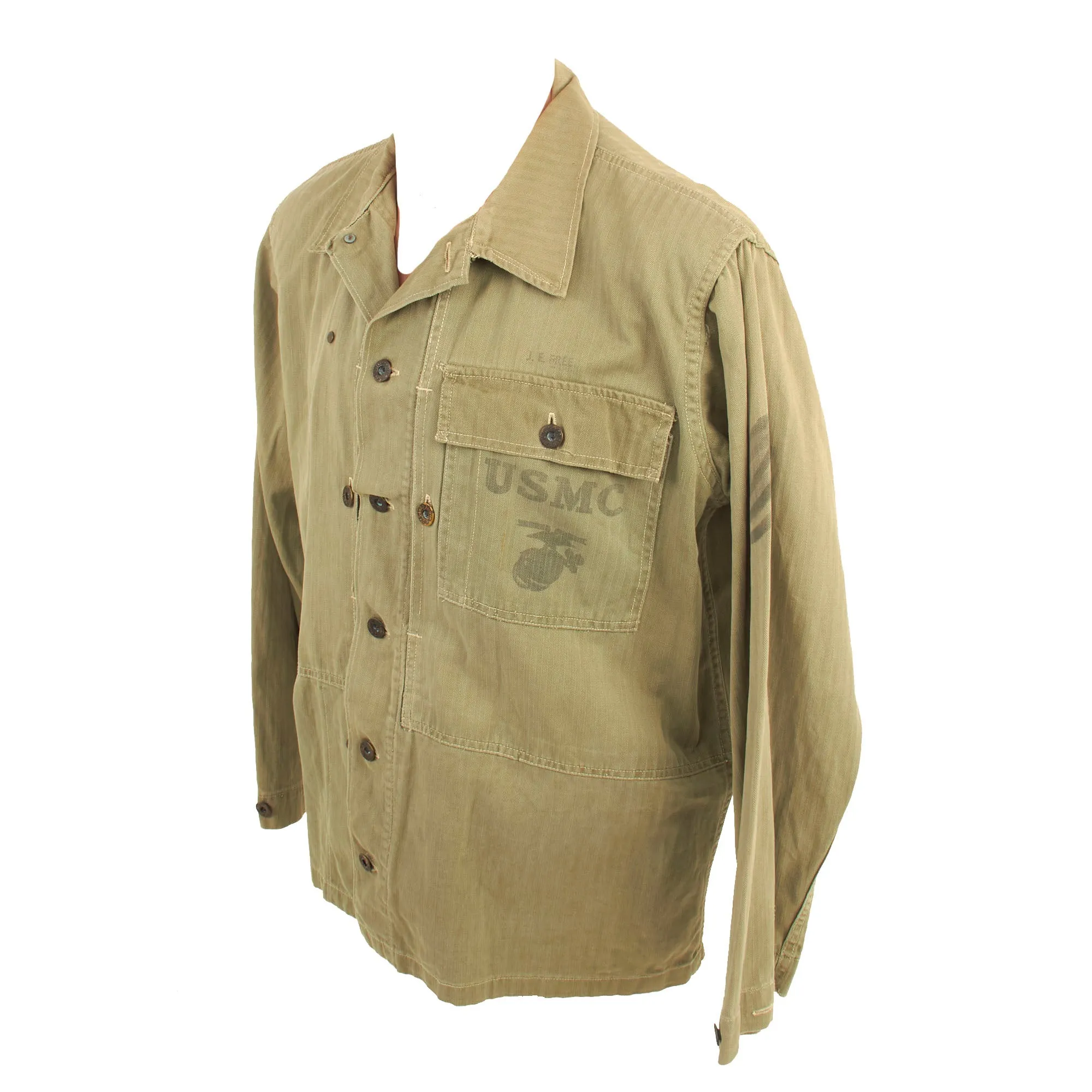 Original U.S. WWII Named US Marine Corps HBT Coveralls Tailored To “P41” Jacket Size