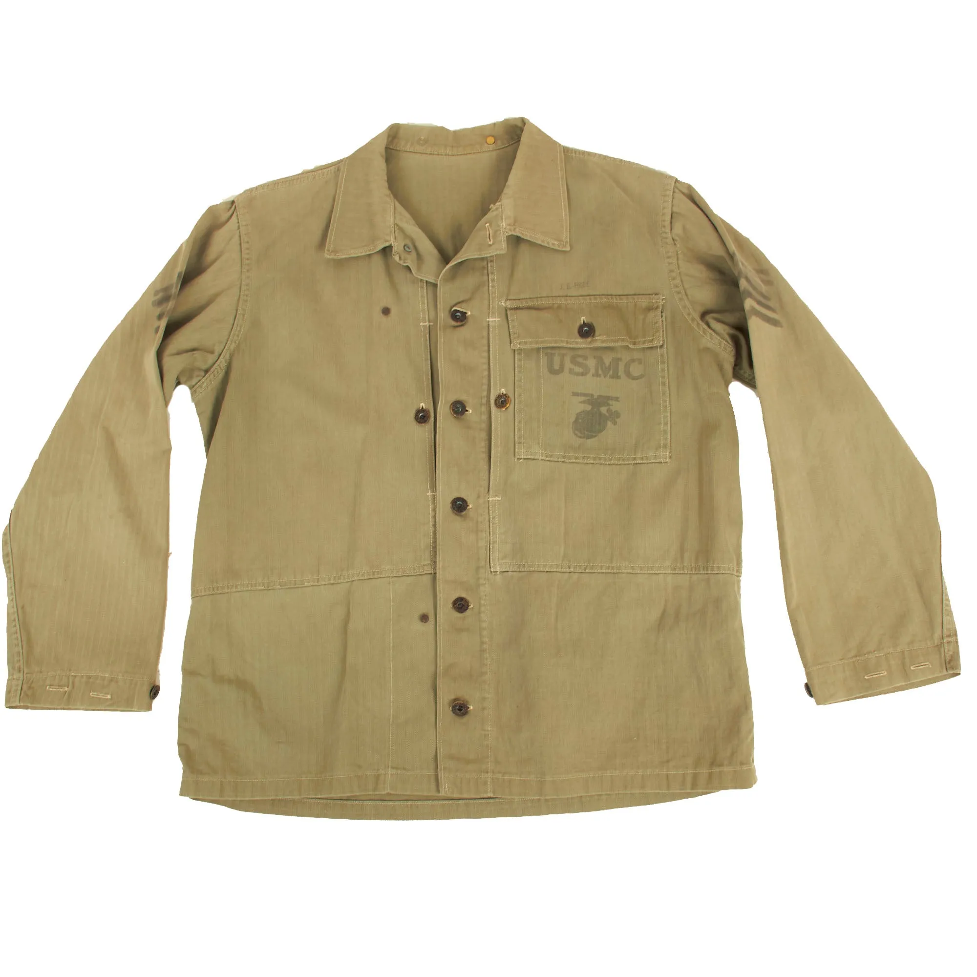 Original U.S. WWII Named US Marine Corps HBT Coveralls Tailored To “P41” Jacket Size