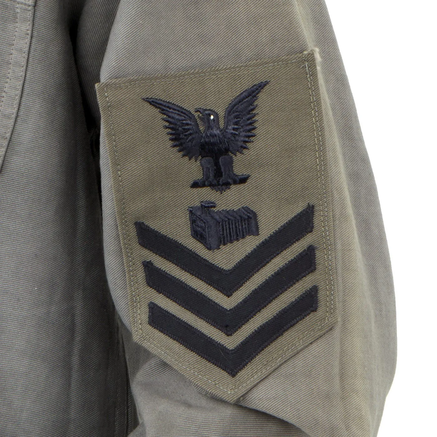 Original U.S. WWII Navy USN Photographer's Mate Slate Grey Cotton Uniform - As Seen in Book