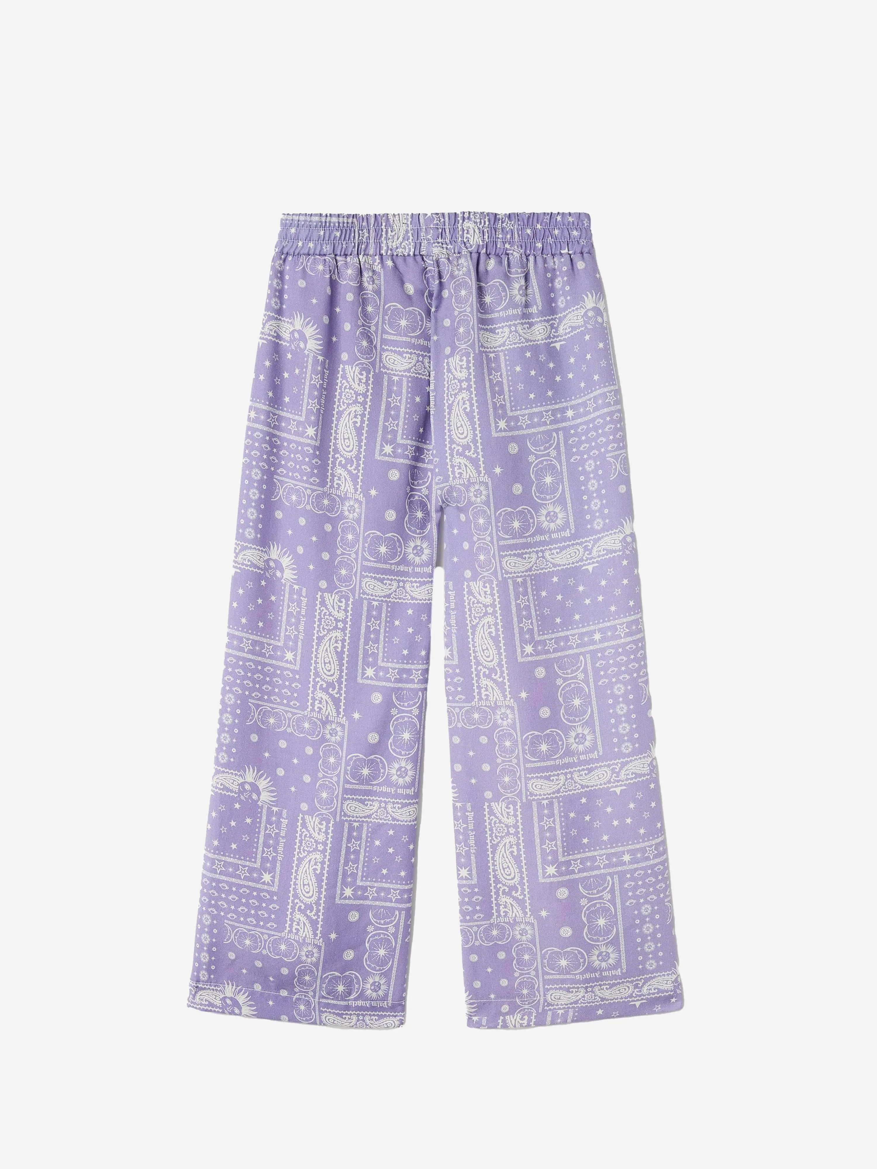 Palm Angels Girls Astro Paisley Trousers in Purple