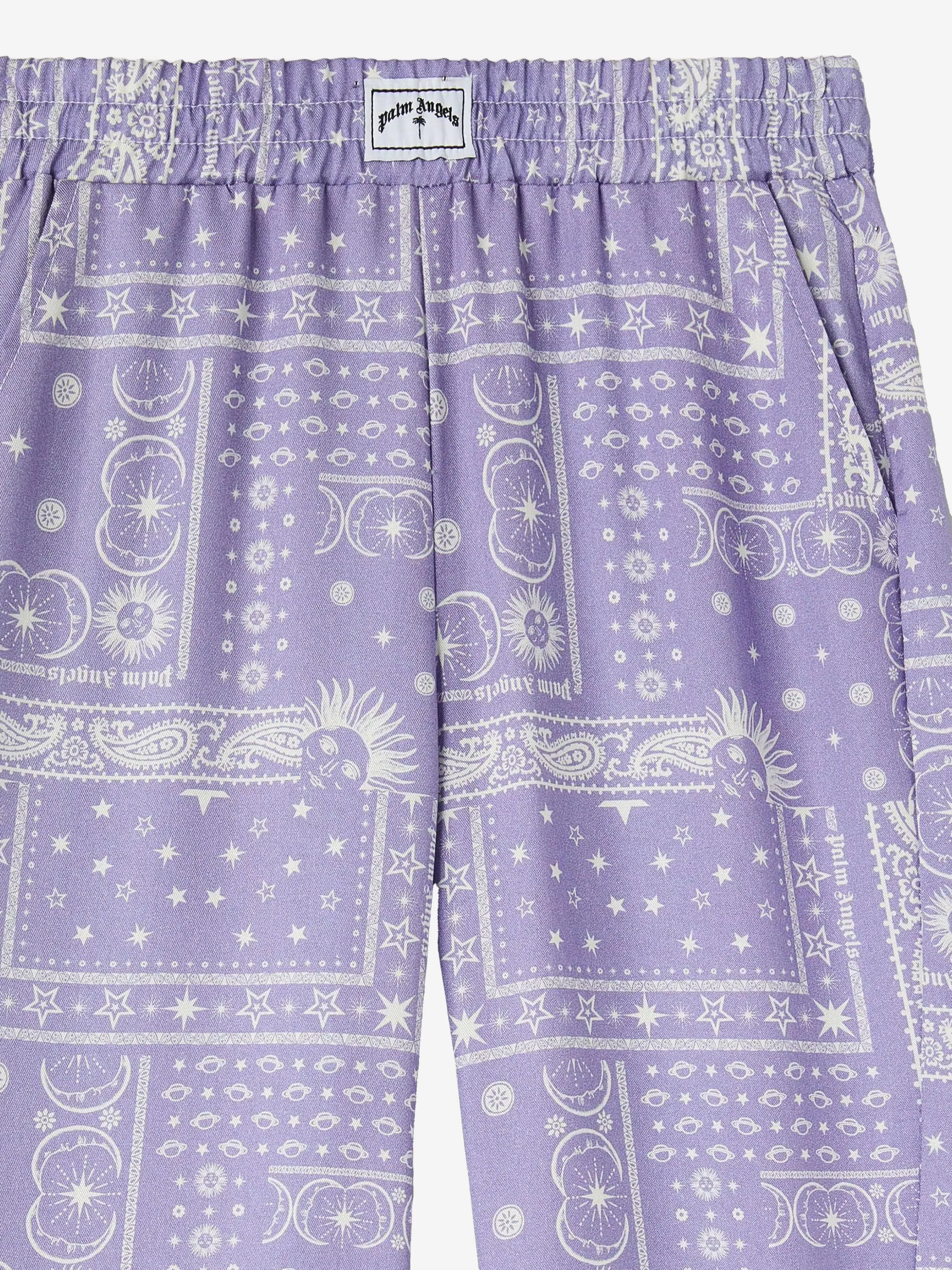 Palm Angels Girls Astro Paisley Trousers in Purple