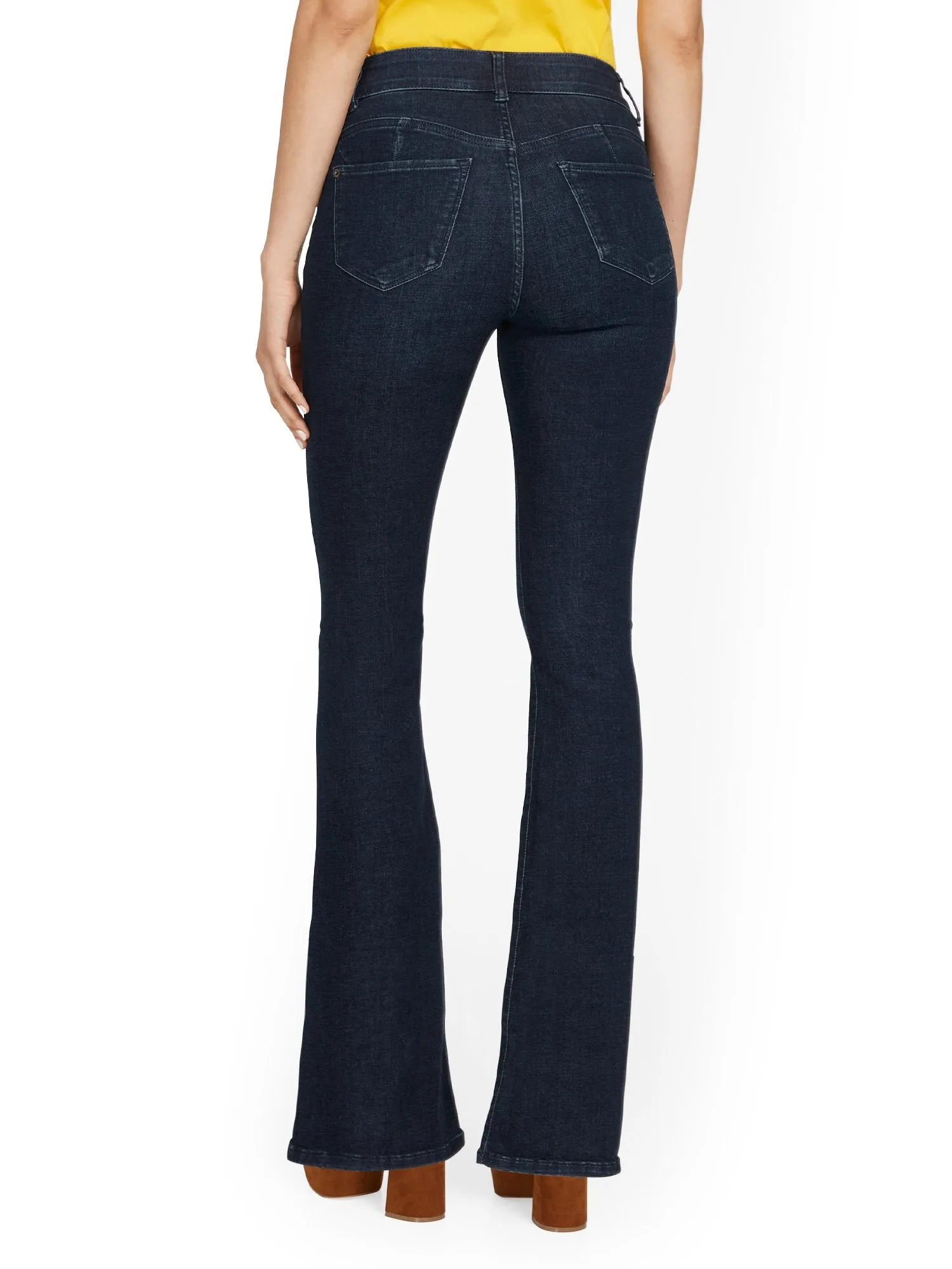 Petite Curvy High-Waisted Bootcut Jeans - Dark Wash