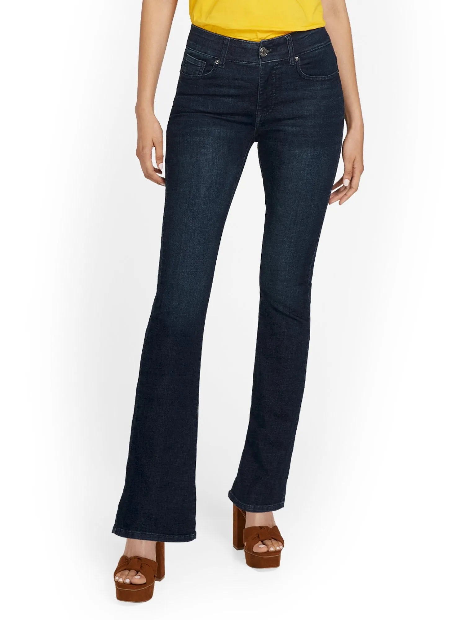 Petite Curvy High-Waisted Bootcut Jeans - Dark Wash