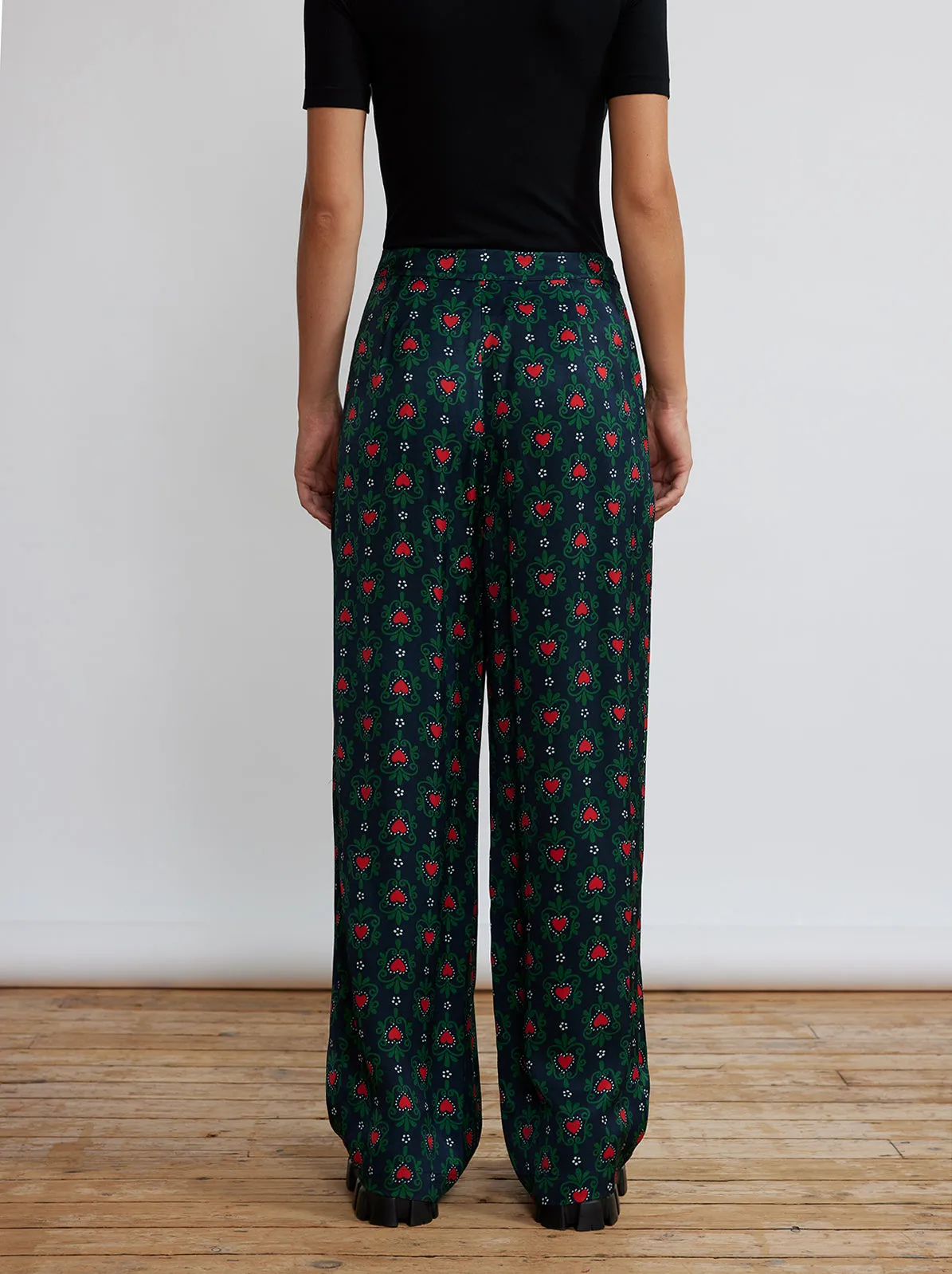 Phoenix Navy Heart Print Trousers