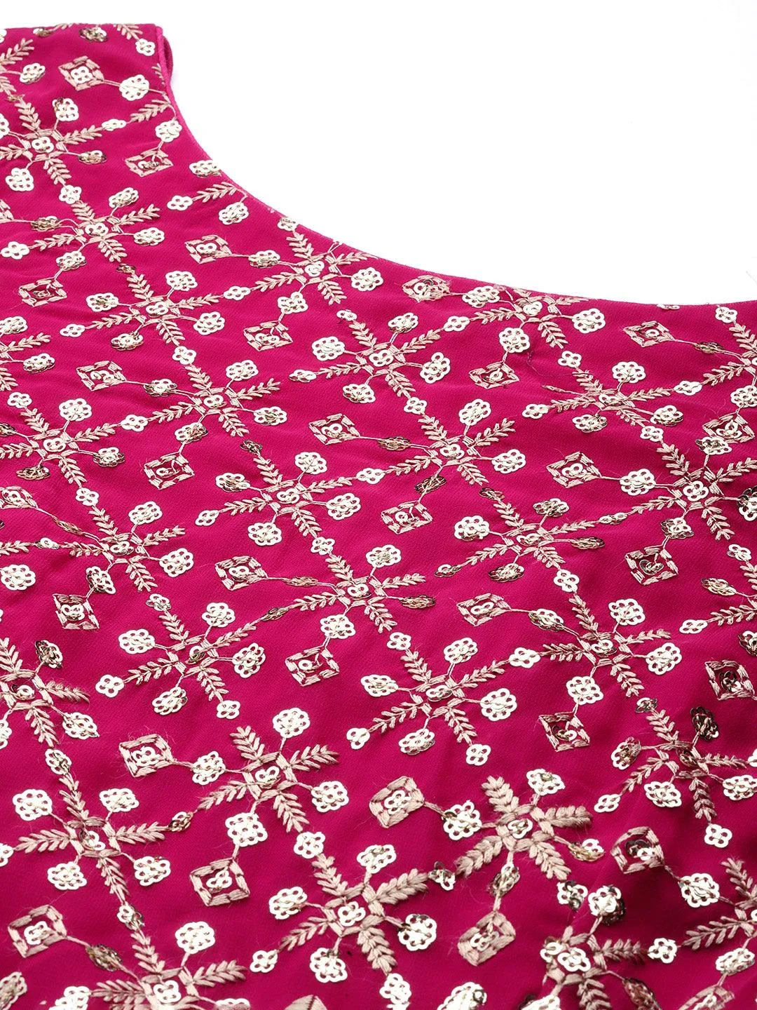 Pink Embroidered Georgette Anarkali Suit With Dupatta