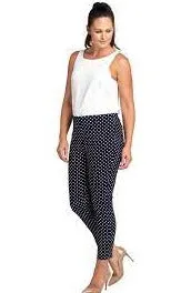 Pinns Ankle grazer Trousers in Navy White Diamond ~Print. 27" Leg  302Ct