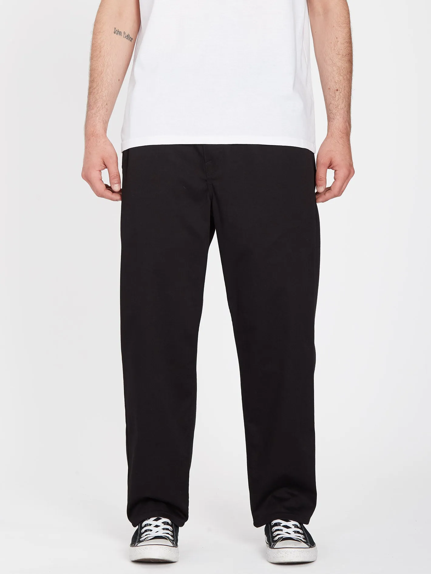 Pleated Chino Trousers - BLACK