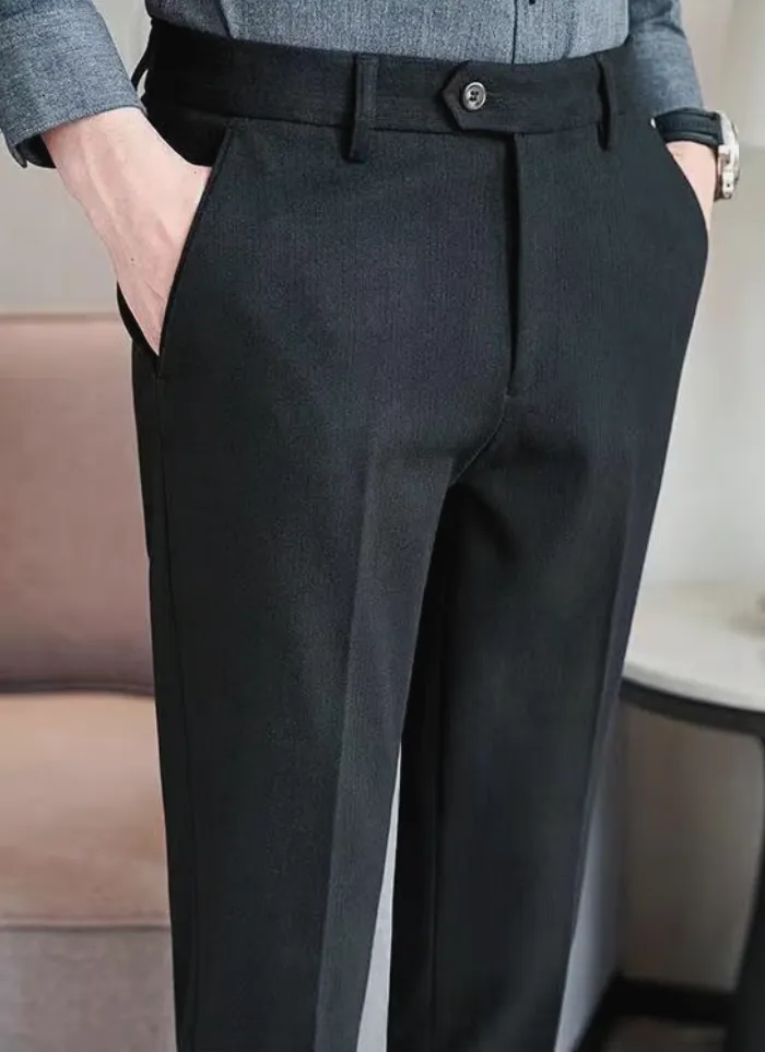 Pleated Wool Trousers - black