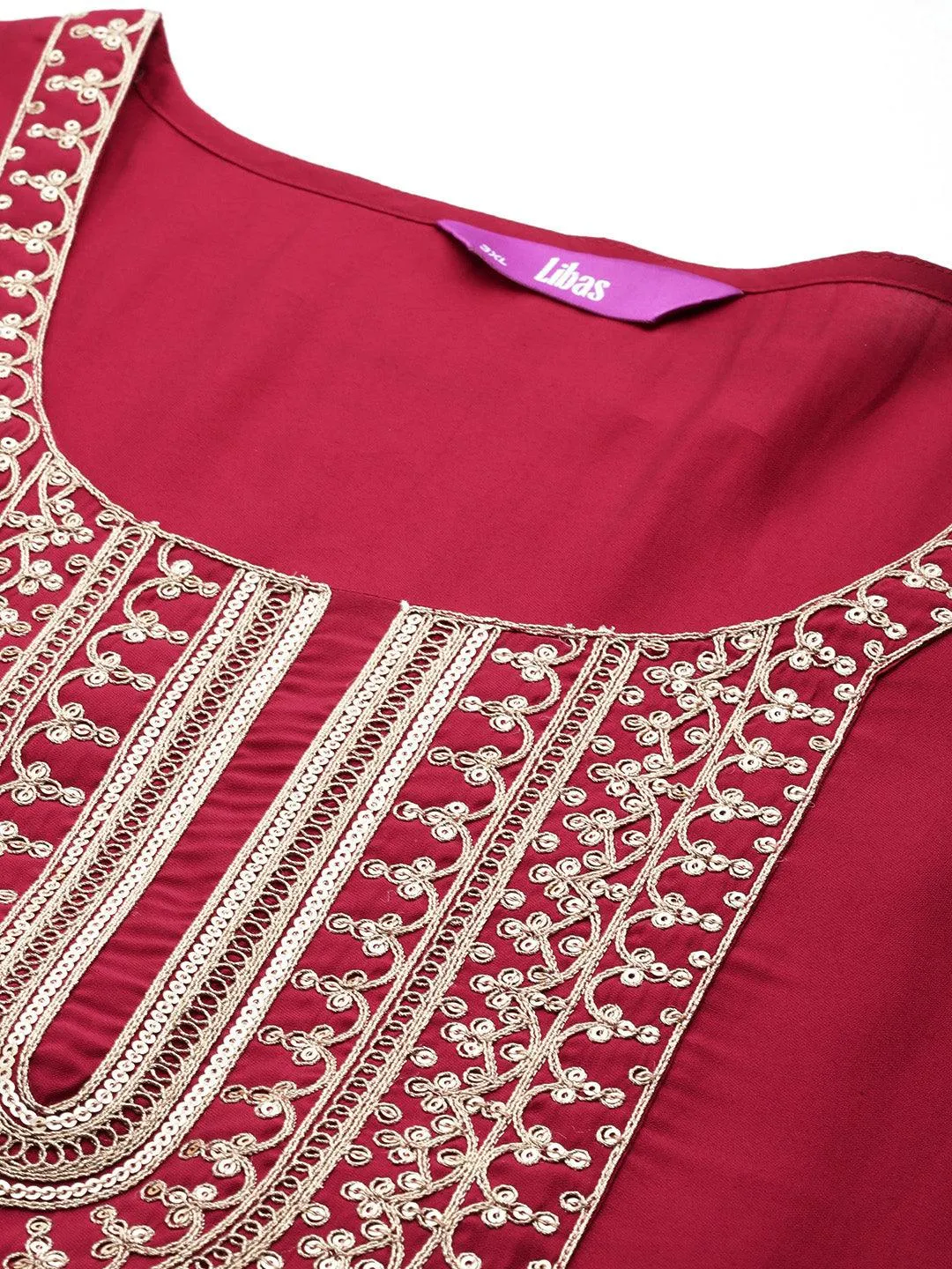 Plus Size Pink Embroidered Silk Blend Straight Suit With Dupatta