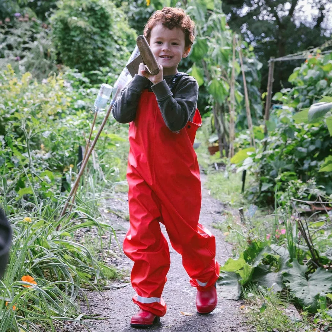 Rainy Day Waterproof Dungarees Red