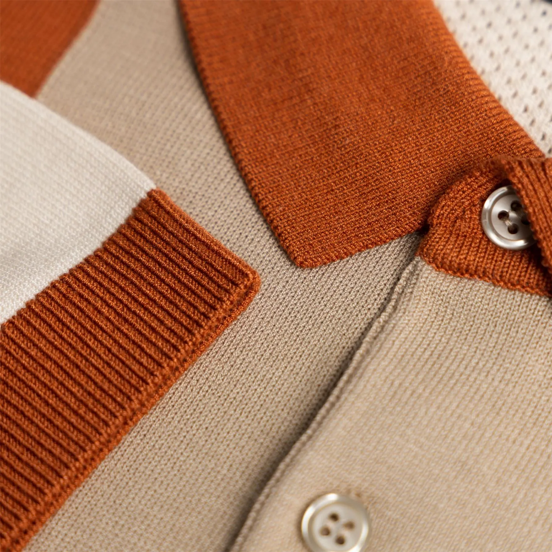 Rey Striped Polo Knit Safari Beige - SS23