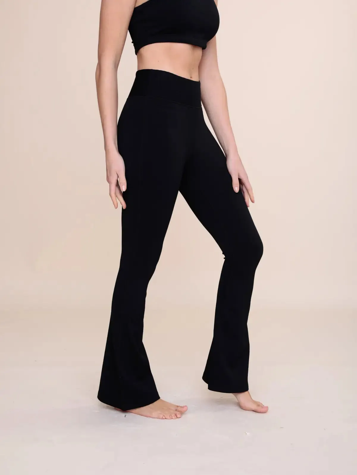 Ribbed Flare High-Waist Legging