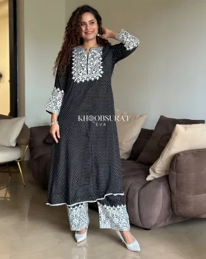 Romy Black Embroidered Kurta Set