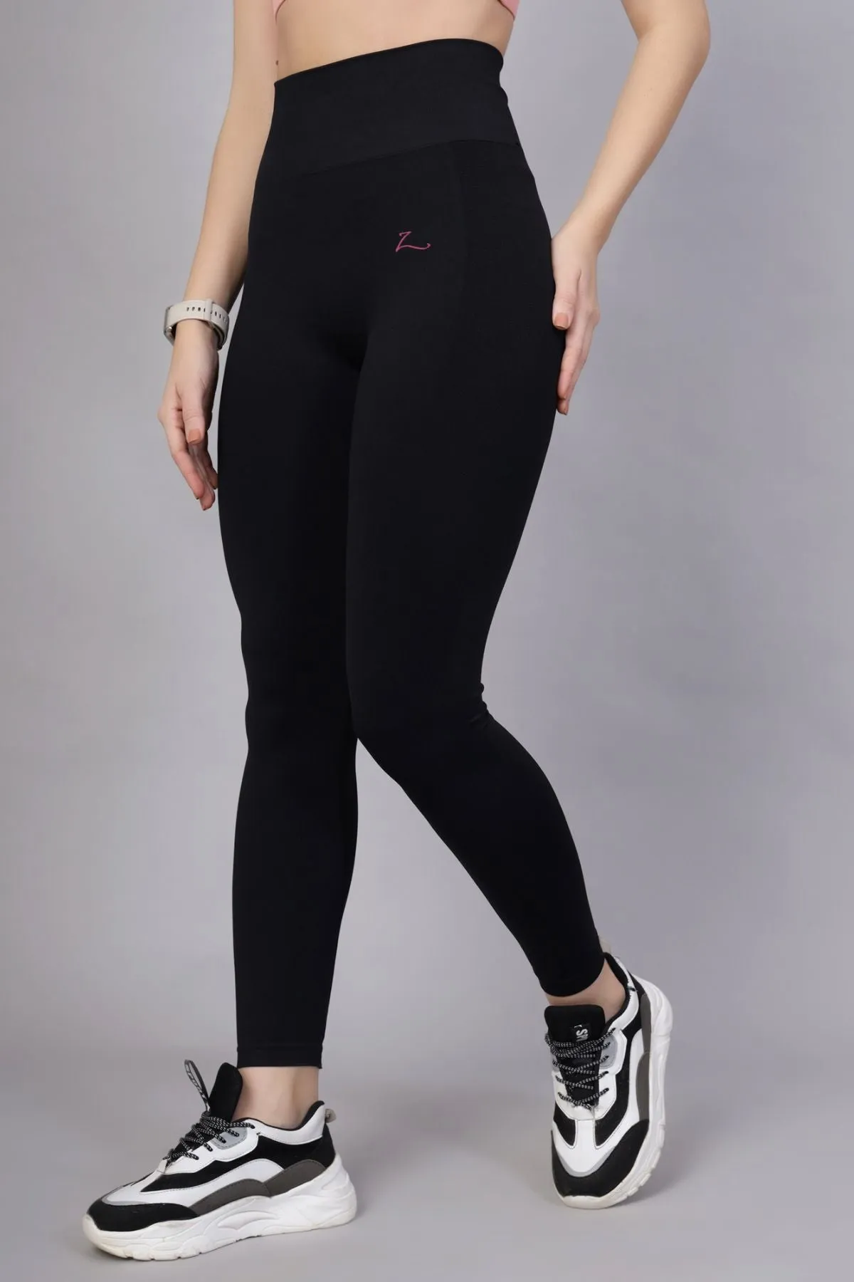 Seamless High Waisted Tummy Compression Black Postpartum Leggings