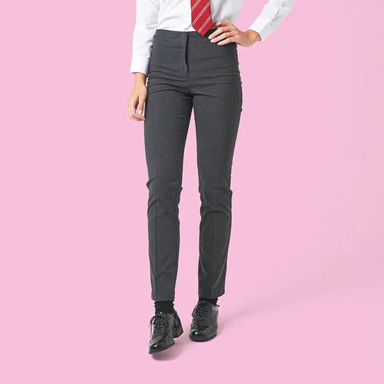 Senior Girls’ Slim Fit School Trousers - Grey