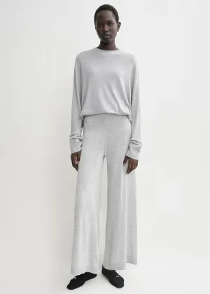 Silk cashmere knit slacks grey melange