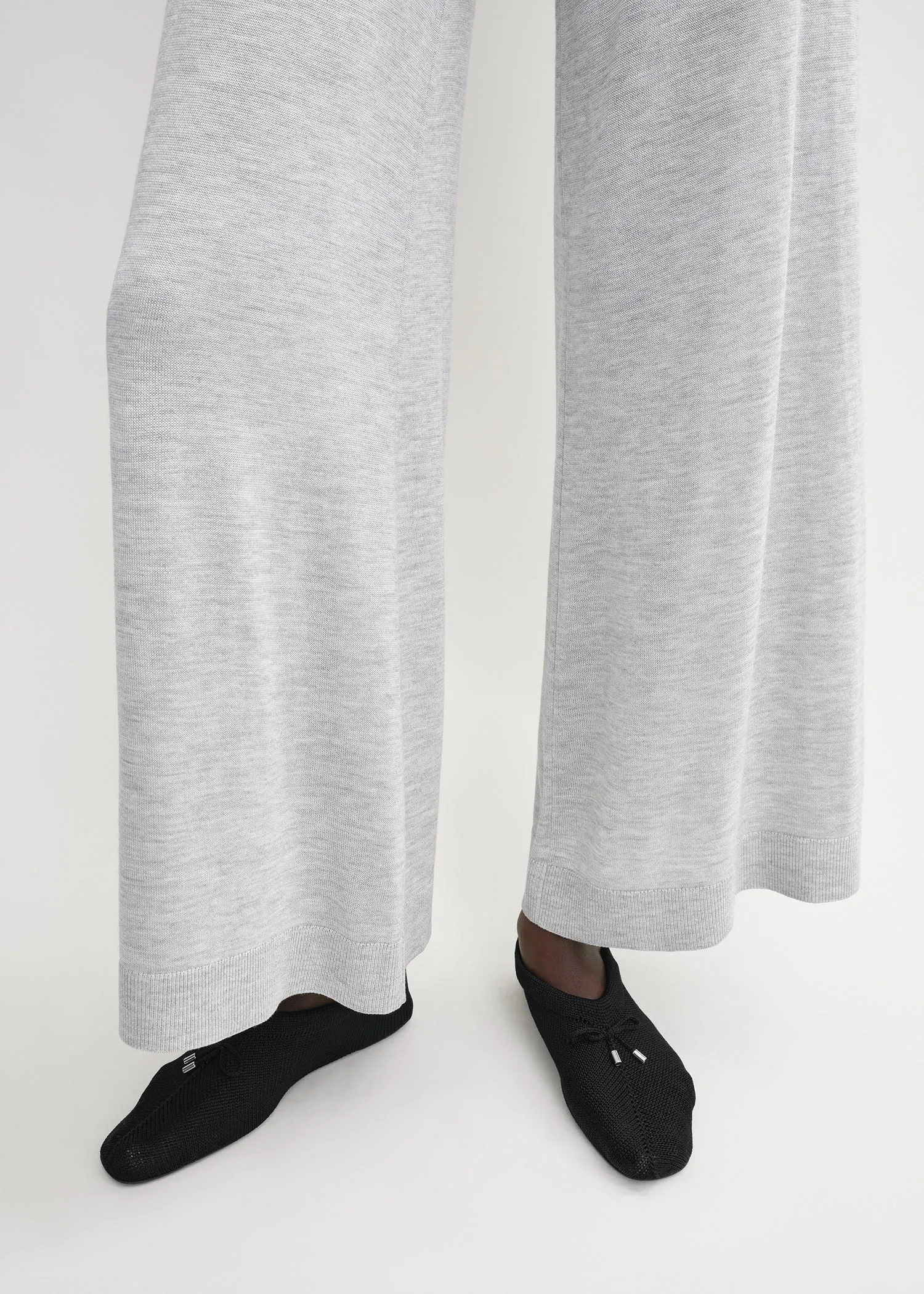 Silk cashmere knit slacks grey melange